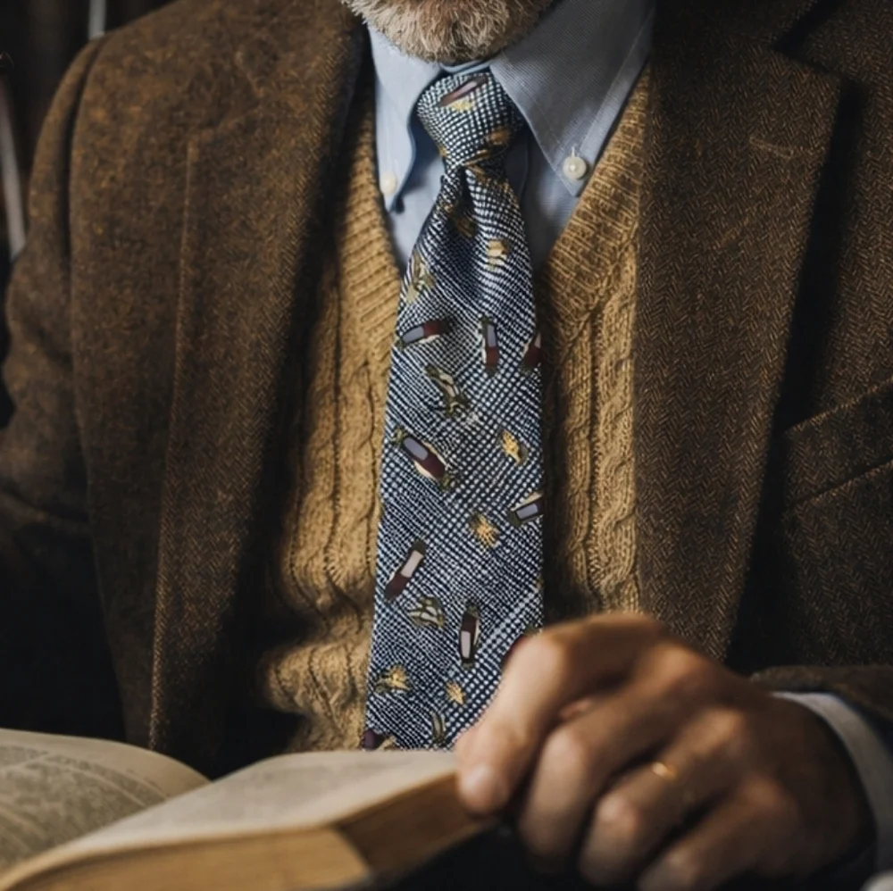 🏌️‍♂️ Enrico Uomo 100% Imported Silk Golf Novelty Tie – Blue Houndstooth
